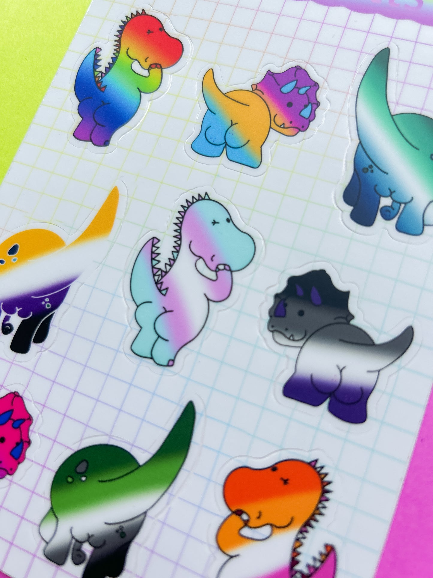 Dino Flag Butt Sticker Sheet