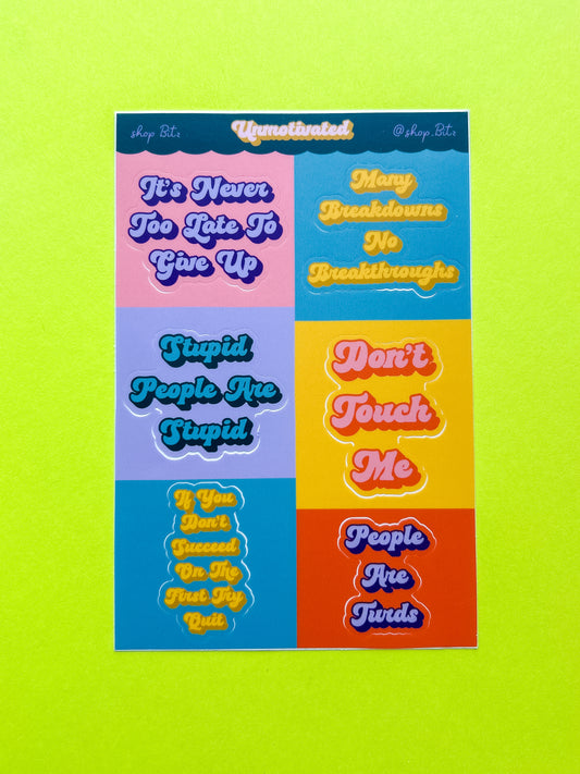 Unmotivational Sticker Sheet New